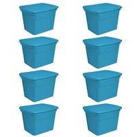 Sterilite 18 Gallon Plastic Storage Tote, Blue Aquarium (8 Pack) | 17314308 on sale Sterilite 18 Gallon Plastic Storage Tote, Blue Aquarium (8 Pack) | 17314308 on sale