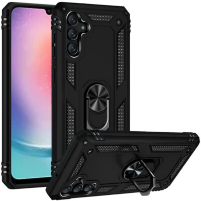 For Samsung Galaxy A26 5G Case Shockproof Ring Stand Phone Cover +Tempered Glass