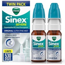 Vicks Sinex SEVERE Nasal Spray, Original Ultra Fine Mist, Decongestant Medicine,