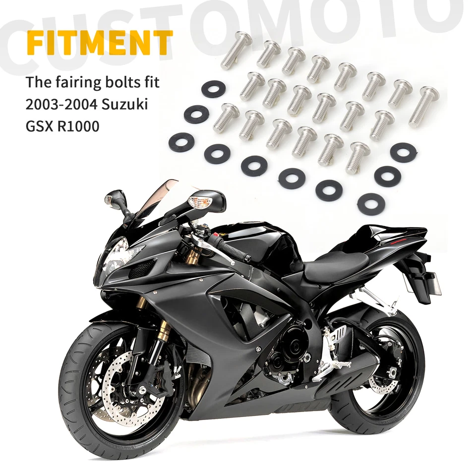 Kit completo de tornillos de carenado para Suzuki GSXR1000 arandelas ojal para 2003-2004 Foto 2 de 4