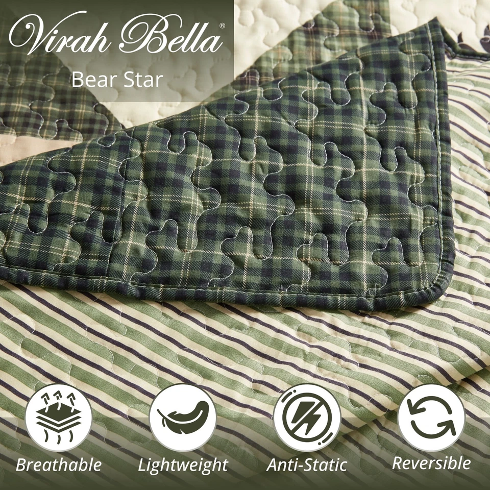 Virah Bella - Bear Star - Lightweight Reversible Quilt Set - Image 2 of 4