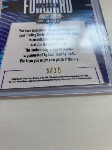 2021 Leaf Flash Football Forward Rookie Auto FF-RBJ RICO BUSSEY JR RC /35 - Picture 5 of 5