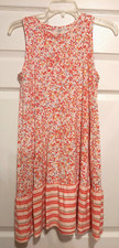 Loft Sleeveless Casual XSP Colorful Peach/Cream Ruffle dress