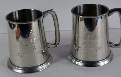 Set 2 Vintage 1987 NESRA Nepalese Space Research Association Pewter Tankards