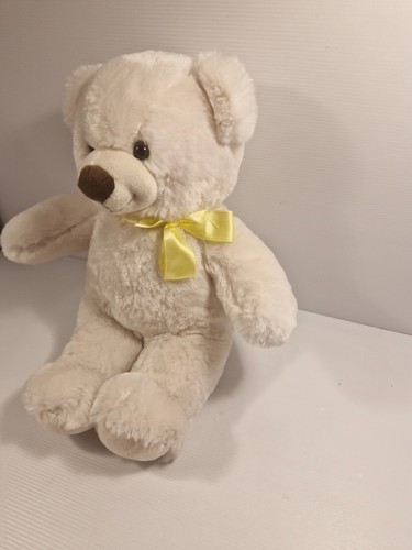 Build-A-Bear Workshop Cream Teddy Plush White with Yellow Ribbon Soft Toy 38cm - Foto 3 di 8
