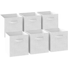 Fabric Storage Cubes 6 Pack Heavy Duty Textured Whitegrey Bins 13 Inch Cube Orga