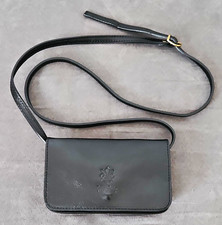 Vera Pelle Made in Italy Black Crossbody Bag Pebbled Snap Purse Leather