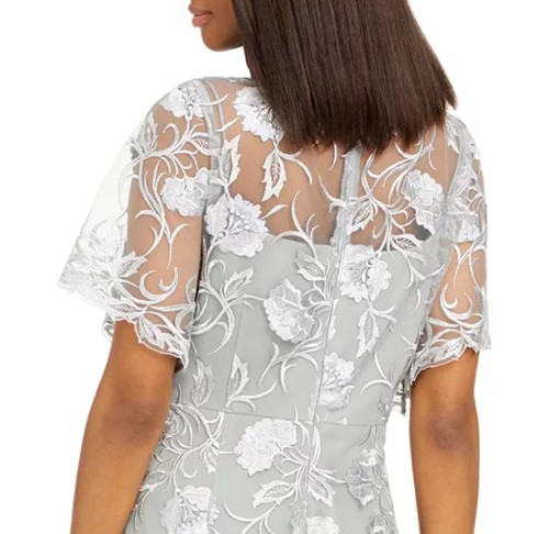 Damen festliches Kleid Größe 16 Alex Evenings bestickt Blumenkleid grau Maxi NEU - Bild 5 von 7