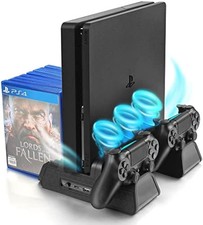 Vertical Stand for PS4/PS4 Slim/PS4 Pro - Cooling Fan with PS4 Charger Contro...