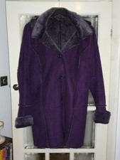 Women’s Size Extra Large Purple Overcoat Coat, Detachable Fur Trimmed Hood