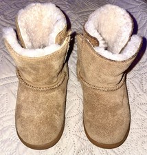 Ugg Booties Toddlers Keelan Chestnut suede Fur Lined Size Sz 7 Cleaned  Washed