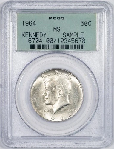 1964 Kennedy Silver Half Dollar PCGS MS Sample Slab Old Green Holder OGH