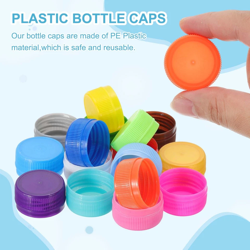 100 peças tampas de garrafa de plástico, tampa de parafuso de garrafa de água de 1,2 pol., azul fosco - Imagem 3 de 4