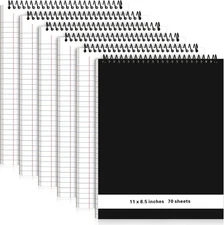 6 Pcs Legal Pad Top Spiral Bound Notebook 70 Sheets 11 X 8.5 Inches Wirebound No