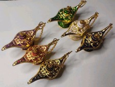 6x Alladin Lampe Miniatur Emaille Vergoldet 