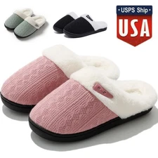 Women's Plush Fleece-Lined Cotton Slippers Cozy Non-Slip Indoor House Shoes Warm
