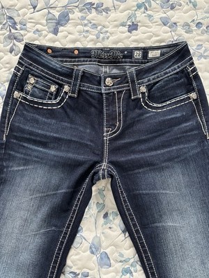Miss Me Bootcut Jeans Blue Denim Embroidered Rhinestone 5-Pocket Women