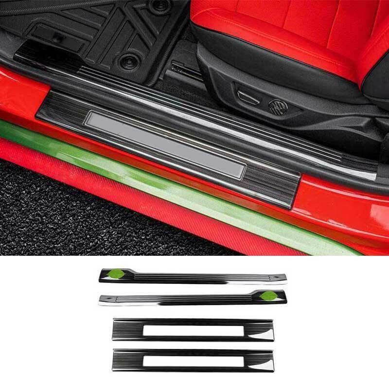 For Ford Mustang 2015-2021 Black Titanium Door Sill Plate Scuff Cover Guard 4PCS