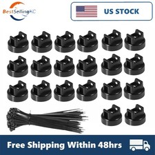 20Pcs Black Magnetic Cable Zip Tie Mount Base Wire Clips Management Bases Holder