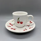 Fiesta Cherries on White Demitasse Cup and Saucer Set | Fiestaware HLCCA AD Demi
