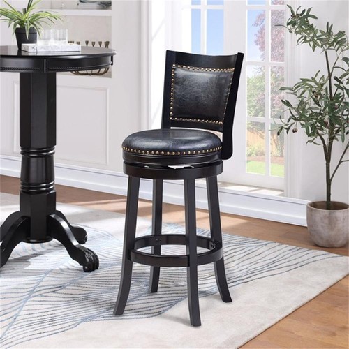 Boraam Wood Bristol Bar Height Swivel Bar Stool in Black Finish - Picture 5 of 7