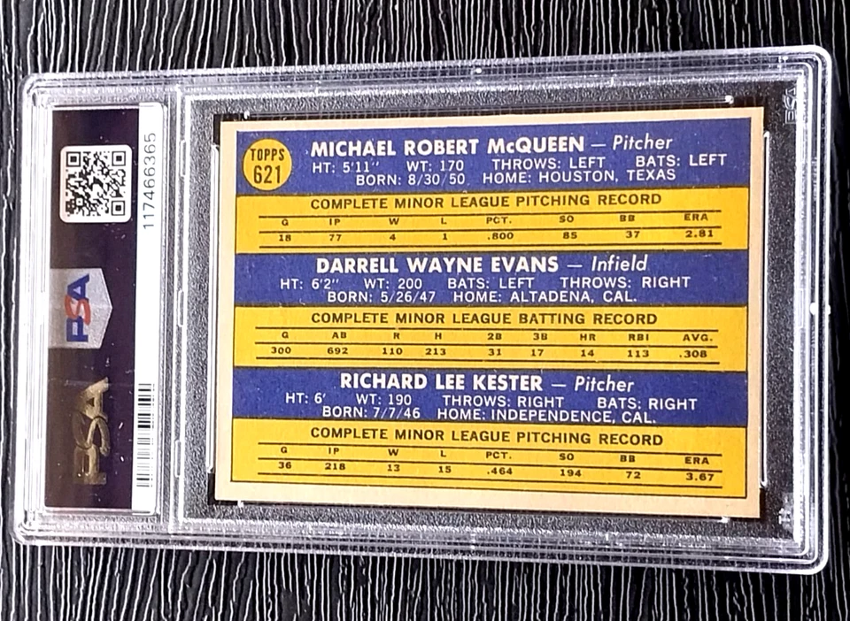 1970 TOPPS DARRELL EVANS ROOKIE BASEBALL CARD #621 *PHENOMENAL* PSA 8 NRMT-MINT - Image 4 of 4