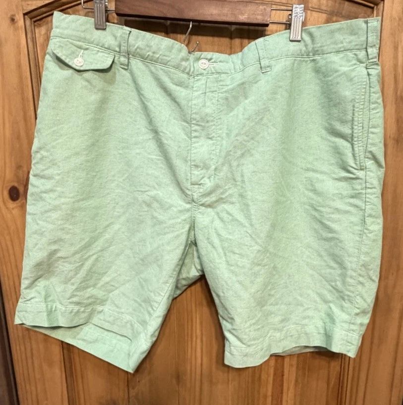 Polo Ralph Lauren Green Linen Shorts Classic Fit Flat Front Mens 40