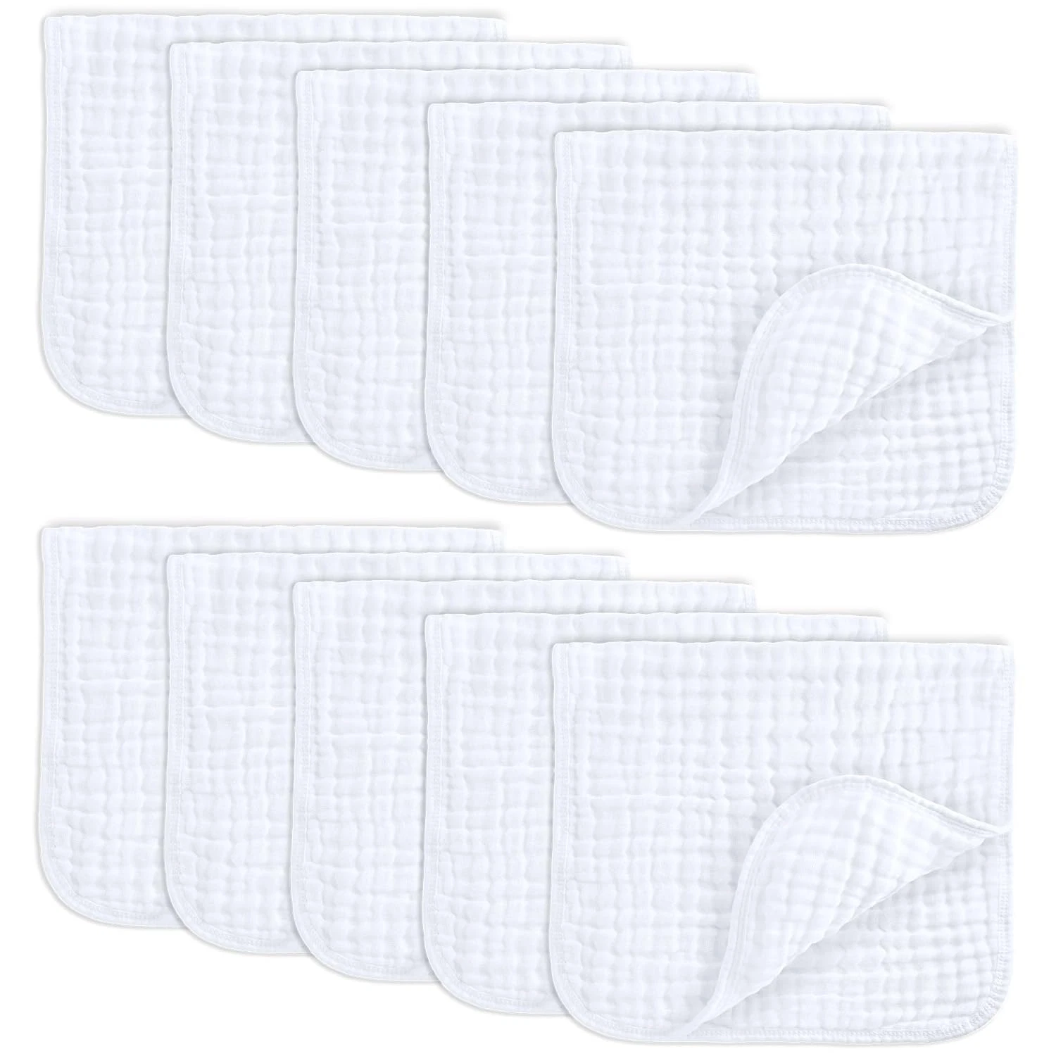 Comfy Cubs Muslin Burp Cloths 20" X 10", Pack of 10 - Large, 6-Layer, Ultra Abso