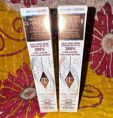 Charlotte Tilbury Beautiful Skin Liquid Foundation Lot of 2 6&7 Neutral 1 fl oz