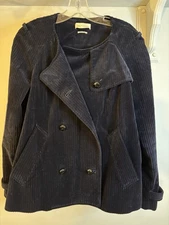 ISABEL MARANT ETOILE Navy Blue Corduroy Double Breasted Jacket 40 L Classic