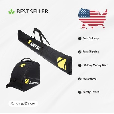 Adjustable Length Ski and Boot Bags Combo, Fits Skis Up to 200cm - Yellow