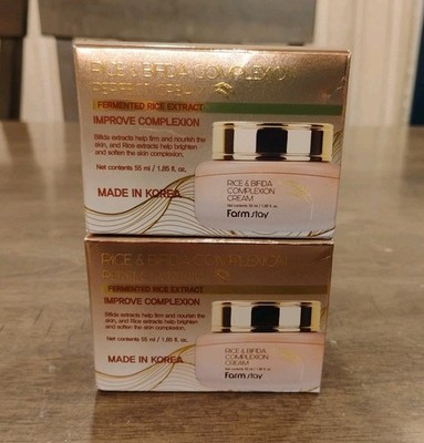 Lot of 2 Farm Stay RICE & BIFIDA Complexion Perfect Cream 1.85 Fl Oz. K-Beauty