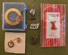 Lot Of 6 VTG Pins Lapel Hat Enamel Metal Gold Silver Tone Collectable