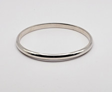 QVC Bronzo Italia Milor Silver Tone 6mm Bangle Bracelet ~ 8.5"