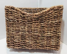 Vtg Seagrass Bicycle Brown Basket Hanging Mail Basket 9.5" by 11" by 3"