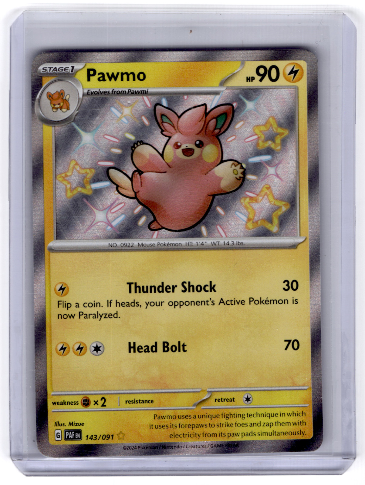 Pokemon Pawmo (143/257) Paldean Fates NM HOLO
