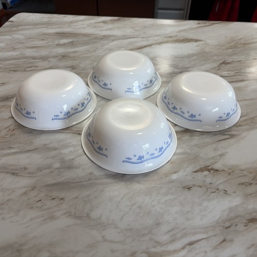 Corelle Morning Blue Lot of 4 Cereal Bowls 6 1/4"