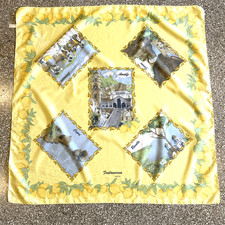 Vintage Scarf Made in Italy Souvenir Lemons Large Square 30" x 30" Polyester
