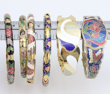 Vintage Cloisonne Enamel Bracelet Jewelry Lot Bangle Art Nouveau Deco Modernist