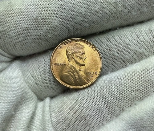 1938-D BU RED Lincoln Cent S254