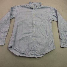 Ralph Lauren Shirt Mens 16 Long Sleeve Lightweight Button Front Blue Checks