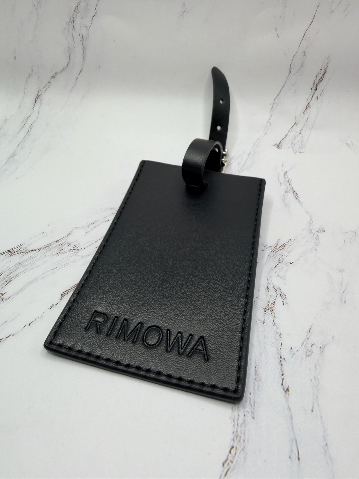 RIMOWA Black Leather Luggage Tag for Carry On / Check In Suitcase