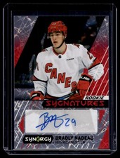 2024-25 Upper Deck Synergy Rookie Sygnatures Red Backcheck Bradly Nadeau RC /49