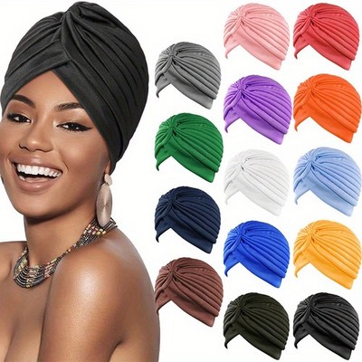 3Pcs/6Pcs Women's Soft Twist Knot Turban Headwrap Fashion Head Hat Hair Cover