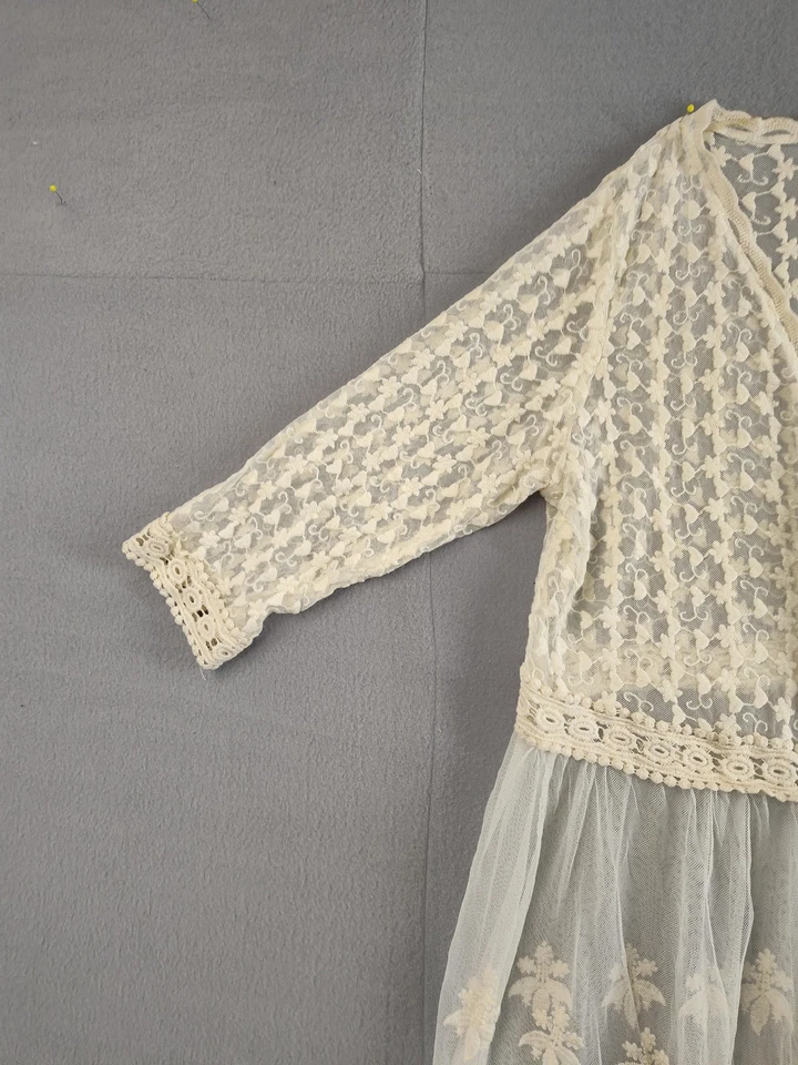 Xhilaration Kimono Mujer XL Encaje Transparente Bordado Largo Boho Plumero Cárdigan Foto 2 de 4