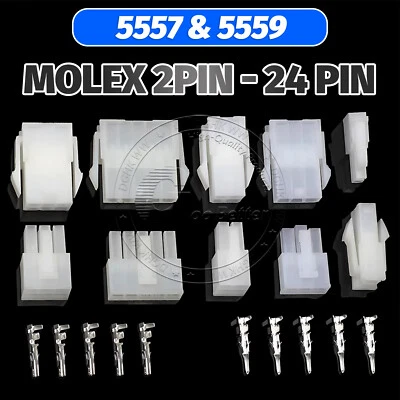 Molex 2 To 24 Pin Way 4.2mm Multi Plug Connector Sets Male + Female + Terminal