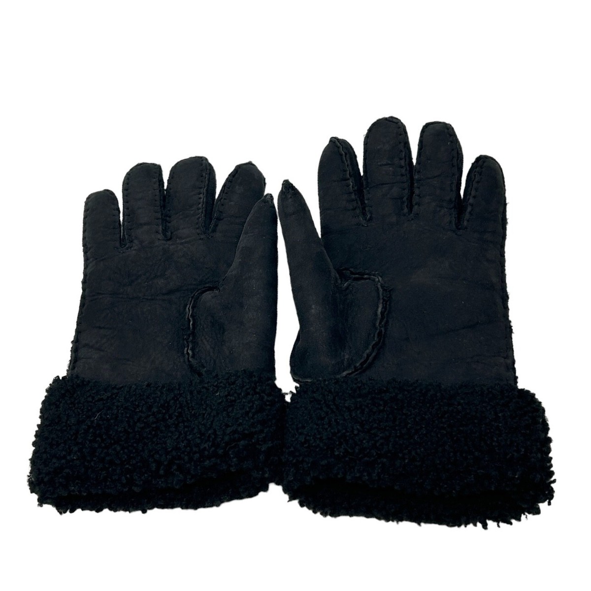GUCCI Vintage GG Interlocking Logo Gloves #7.5 Black Silver