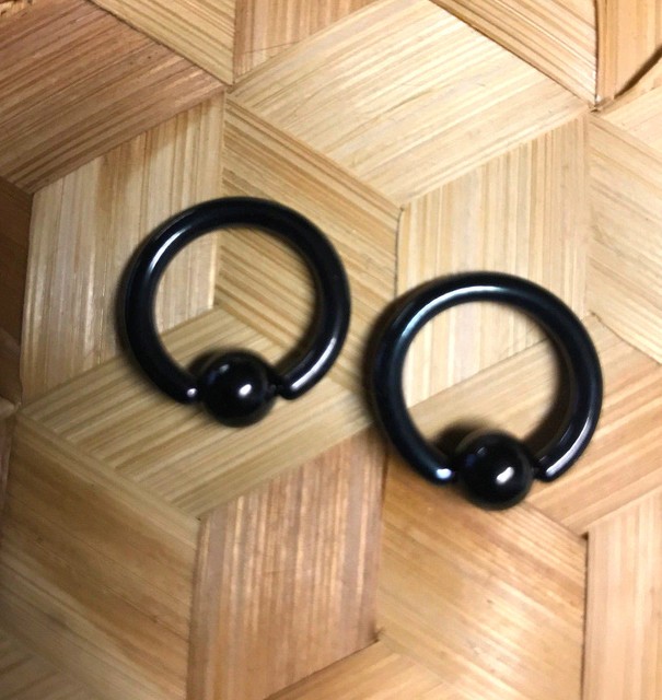 PAIR 10g CBR 1/2" INCH BLACK RINGS BODY JEWELRY RING NIPPLE EARRING