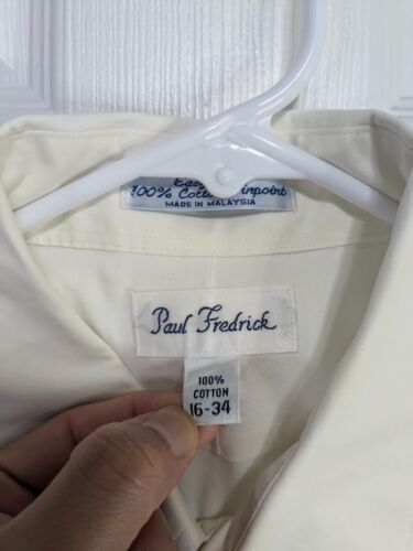 Paul Fredrick Dress Shirt Men's 16 White Button Up Long Sleeve Cotton - 第 4/9 張圖片