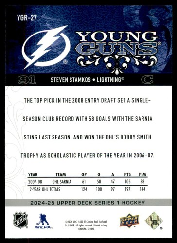 2024-25 UPPER DECK SERIES 1 HOCKEY YOUNG GUNS YG RENEWED -PICK FROM LIST- U-PICK - Picture 70 of 130
